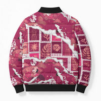 Hawaii Japanese Culture Pink Bomber Puffer Jacket Spring Cranes Aloha Pattern LT01 - Polynesian Pride