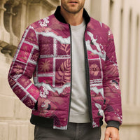 Hawaii Japanese Culture Pink Bomber Puffer Jacket Spring Cranes Aloha Pattern LT01 - Polynesian Pride