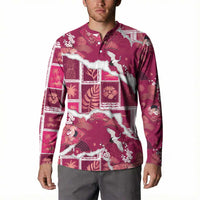 Hawaii Japanese Culture Pink Button Sweatshirt Spring Cranes Aloha Pattern LT01 - Polynesian Pride