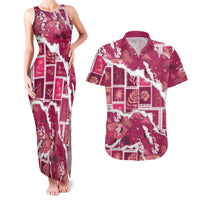 Hawaii Japanese Culture Pink Couples Matching Tank Maxi Dress and Hawaiian Shirt Spring Cranes Aloha Pattern LT01 Pink - Polynesian Pride