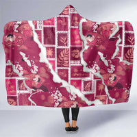 Hawaii Japanese Culture Pink Hooded Blanket Spring Cranes Aloha Pattern LT01 One Size Pink - Polynesian Pride