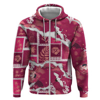 Hawaii Japanese Culture Pink Hoodie Spring Cranes Aloha Pattern LT01 Zip Hoodie Pink - Polynesian Pride