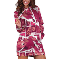 Hawaii Japanese Culture Pink Hoodie Dress Spring Cranes Aloha Pattern LT01 Pink - Polynesian Pride