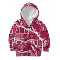 Hawaii Japanese Culture Pink Kid Hoodie Spring Cranes Aloha Pattern LT01 Zip Hoodie Pink - Polynesian Pride