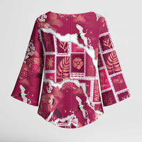 Hawaii Japanese Culture Pink Kimono Sleeve Blouse Spring Cranes Aloha Pattern LT01 - Polynesian Pride