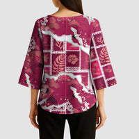 Hawaii Japanese Culture Pink Kimono Sleeve Blouse Spring Cranes Aloha Pattern LT01 - Polynesian Pride