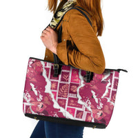 Hawaii Japanese Culture Pink Leather Tote Bag Spring Cranes Aloha Pattern LT01 Pink - Polynesian Pride