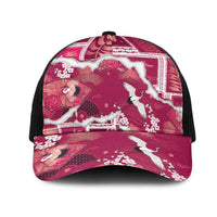 Hawaii Japanese Culture Pink Mesh Trucker Cap Spring Cranes Aloha Pattern LT01 One Size Black Pink - Polynesian Pride