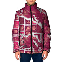 Hawaii Japanese Culture Pink Padded Jacket Spring Cranes Aloha Pattern LT01 Men Pink - Polynesian Pride