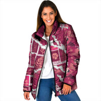 Hawaii Japanese Culture Pink Padded Jacket Spring Cranes Aloha Pattern LT01 Women Pink - Polynesian Pride
