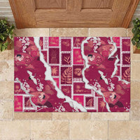 Hawaii Japanese Culture Pink Rubber Doormat Spring Cranes Aloha Pattern LT01 Pink - Polynesian Pride