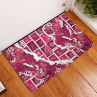 Hawaii Japanese Culture Pink Rubber Doormat Spring Cranes Aloha Pattern LT01 - Polynesian Pride