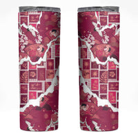 Hawaii Japanese Culture Pink Skinny Tumbler Spring Cranes Aloha Pattern LT01 Pink - Polynesian Pride
