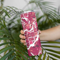 Hawaii Japanese Culture Pink Skinny Tumbler Spring Cranes Aloha Pattern LT01 - Polynesian Pride