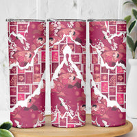 Hawaii Japanese Culture Pink Skinny Tumbler Spring Cranes Aloha Pattern LT01 - Polynesian Pride