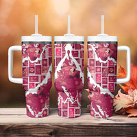 Hawaii Japanese Culture Pink Tumbler With Handle Spring Cranes Aloha Pattern LT01 - Polynesian Pride