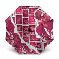 Hawaii Japanese Culture Pink Umbrella Spring Cranes Aloha Pattern LT01 One Size Folded 11.42 inch Opened Diameter 37.4 inch Pink - Polynesian Pride
