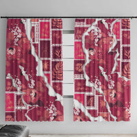 Hawaii Japanese Culture Pink Window Curtain Spring Cranes Aloha Pattern LT01 With Hooks Pink - Polynesian Pride