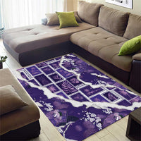 Hawaii Japanese Culture Purple Area Rug Spring Cranes Aloha Pattern