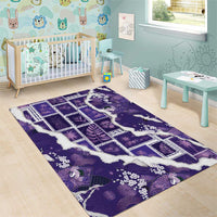 Hawaii Japanese Culture Purple Area Rug Spring Cranes Aloha Pattern