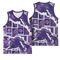 Hawaii Japanese Culture Purple Basketball Jersey Spring Cranes Aloha Pattern LT01 - Polynesian Pride
