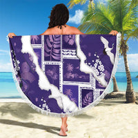Hawaii Japanese Culture Purple Beach Blanket Spring Cranes Aloha Pattern LT01 - Polynesian Pride