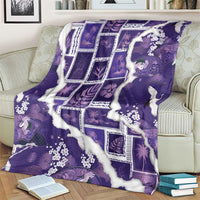 Hawaii Japanese Culture Purple Blanket Spring Cranes Aloha Pattern LT01 - Polynesian Pride