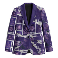 Hawaii Japanese Culture Purple Blazer Spring Cranes Aloha Pattern LT01 Unisex Purple - Polynesian Pride