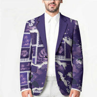 Hawaii Japanese Culture Purple Blazer Spring Cranes Aloha Pattern LT01 - Polynesian Pride