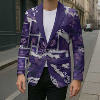 Hawaii Japanese Culture Purple Blazer Spring Cranes Aloha Pattern LT01 - Polynesian Pride