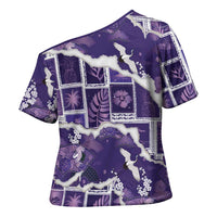 Hawaii Japanese Culture Purple Cross Shoulder Shirt Spring Cranes Aloha Pattern LT01 - Polynesian Pride