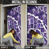 Hawaii Japanese Culture Purple Door Cover Spring Cranes Aloha Pattern LT01 - Polynesian Pride