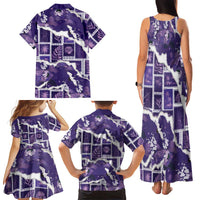 Hawaii Japanese Culture Purple Family Matching Tank Maxi Dress and Hawaiian Shirt Spring Cranes Aloha Pattern