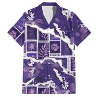 Hawaii Japanese Culture Purple Family Matching Tank Maxi Dress and Hawaiian Shirt Spring Cranes Aloha Pattern