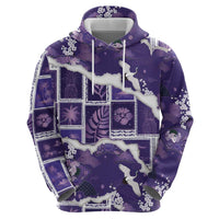 Hawaii Japanese Culture Purple Hoodie Spring Cranes Aloha Pattern LT01 - Polynesian Pride