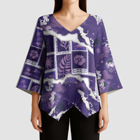 Hawaii Japanese Culture Purple Kimono Sleeve Blouse Spring Cranes Aloha Pattern LT01 - Polynesian Pride