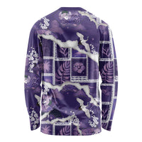 Hawaii Japanese Culture Purple Long Sleeve Shirt Spring Cranes Aloha Pattern LT01 - Polynesian Pride