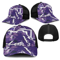 Hawaii Japanese Culture Purple Mesh Trucker Cap Spring Cranes Aloha Pattern LT01 - Polynesian Pride