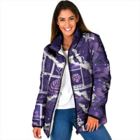 Hawaii Japanese Culture Purple Padded Jacket Spring Cranes Aloha Pattern LT01 Women Purple - Polynesian Pride