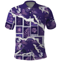 Hawaii Japanese Culture Purple Polo Shirt Spring Cranes Aloha Pattern LT01 Purple - Polynesian Pride