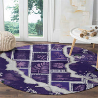 Hawaii Japanese Culture Purple Round Carpet Spring Cranes Aloha Pattern LT01 - Polynesian Pride