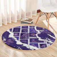 Hawaii Japanese Culture Purple Round Carpet Spring Cranes Aloha Pattern LT01 - Polynesian Pride