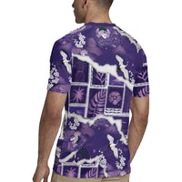 Hawaii Japanese Culture Purple Rugby Jersey Spring Cranes Aloha Pattern LT01 - Polynesian Pride