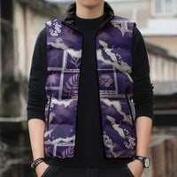 Hawaii Japanese Culture Purple Sleeveless Puffer Jacket Spring Cranes Aloha Pattern LT01 - Polynesian Pride