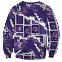 Hawaii Japanese Culture Purple Sweatshirt Spring Cranes Aloha Pattern LT01 - Polynesian Pride