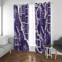 Hawaii Japanese Culture Purple Window Curtain Spring Cranes Aloha Pattern LT01 With Grommets Purple - Polynesian Pride
