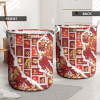 Hawaii Japanese Culture Red Laundry Basket Spring Cranes Aloha Pattern LT01 - Polynesian Pride