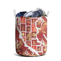 Hawaii Japanese Culture Red Laundry Basket Spring Cranes Aloha Pattern LT01 - Polynesian Pride