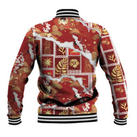 Hawaii Japanese Culture Red Baseball Jacket Spring Cranes Aloha Pattern LT01 - Polynesian Pride