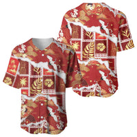 Hawaii Japanese Culture Red Baseball Jersey Spring Cranes Aloha Pattern LT01 - Polynesian Pride
